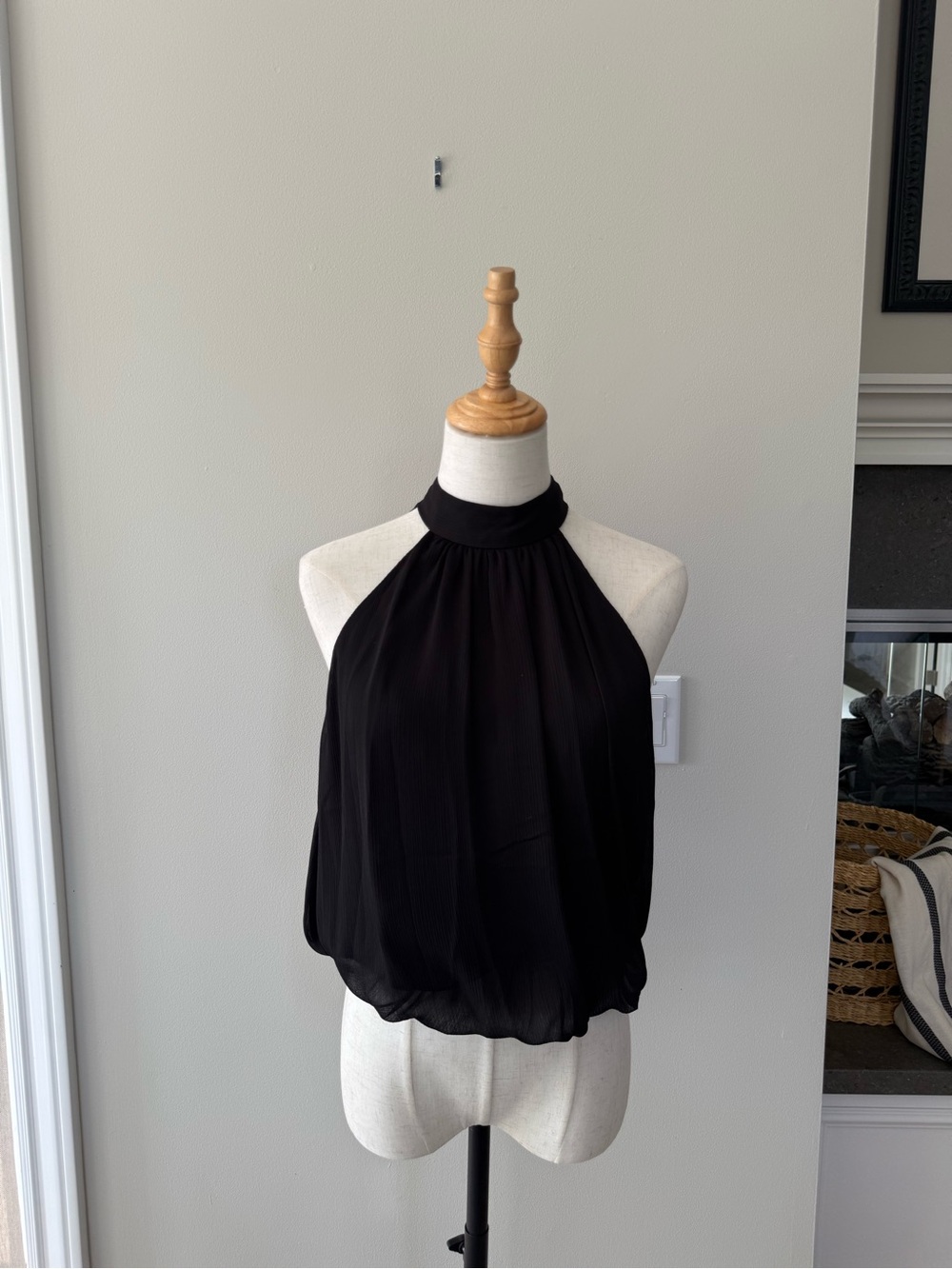 Alice + Olivia Marias Black Halter Blouson Camisole